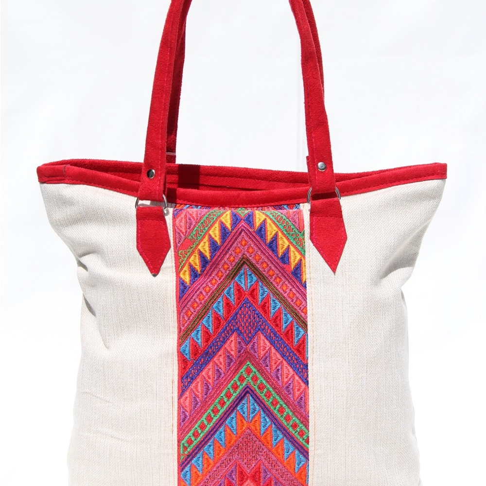 Made in Guatemala Colorful Embroidered Tote Bag Laptop Bag Beach Bag